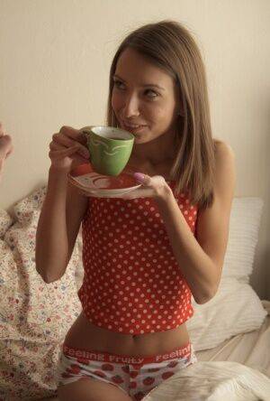 Sleeping teen Veronica wakes up to a cup of tea before losing her virginity on picsofsex.com