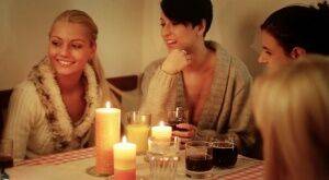 Group sex breaks out among friends sharing mixed drinks by candlelight on picsofsex.com