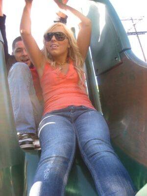 Cute blonde Ally Kay gets fucked hard after a ride on roller coaster on picsofsex.com