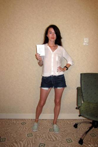Perky Brunette Misha Cross Takes Her Clothes Off For The Camera And Poses Shyly on picsofsex.com