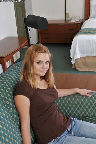 Stunning teen Brittny exposes tiny tits and pussy on picsofsex.com