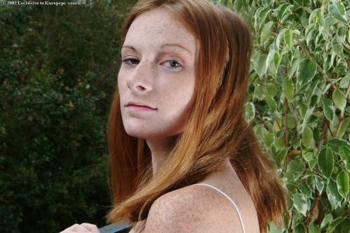 The Sweet Redhead Bimbo Allison Wyte Shows The Tender Shaved Pussy Outdoor on picsofsex.com