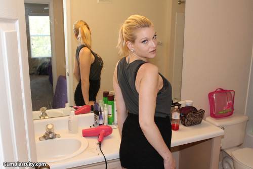 Bosomy Chippy Audrey Rose Is In The Bathroom Swallowing And Jerking Hard Ram Rod on picsofsex.com