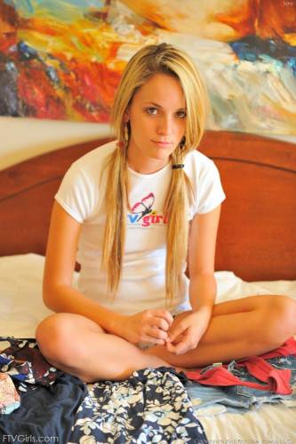 Petite Small Titty Blonde Teen Sara James With Cute Hairless Pussy Removes Her Tight Panties on picsofsex.com