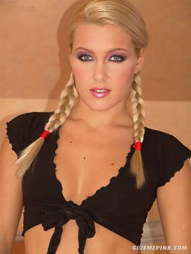 Sassy Doll Sophie Moone With Blonde Pigtails Takes Off Skirt And Flashes Butts on picsofsex.com