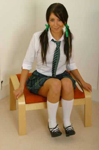 Schoolgirl Antonia Lays Off Her Cotton Panties To Show Her Well Shaped Ass And Neat Muff on picsofsex.com