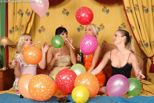 Sweet Chicks Susan, Sandra, Katerina And Malisa Celebrate Birthday, Drink Wine And Have Lesbo Fun on picsofsex.com