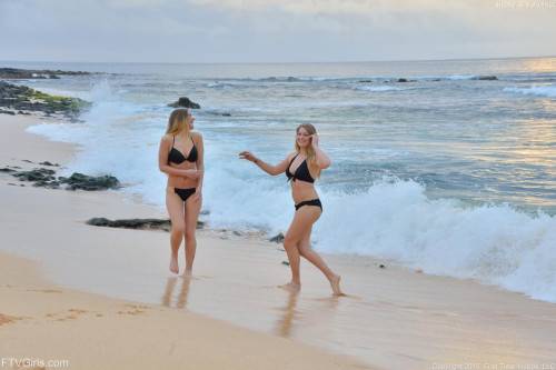 Tender Looking Girlfriends Teddi Rae And Veronica Weston Are Walking Along The Beach Naked on picsofsex.com