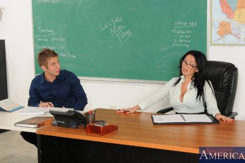 Brunette Milf Sienna West Is On The School Desk Getting Drilled By The Young Student on picsofsex.com