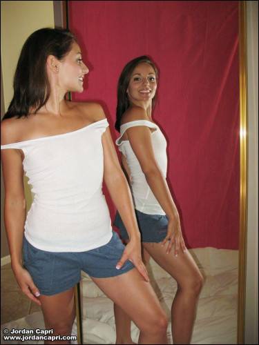 Tight Bodied Sweetheart Jordan Capri Drawing Her Clothes Off In The Mirror. - Jordan on picsofsex.com