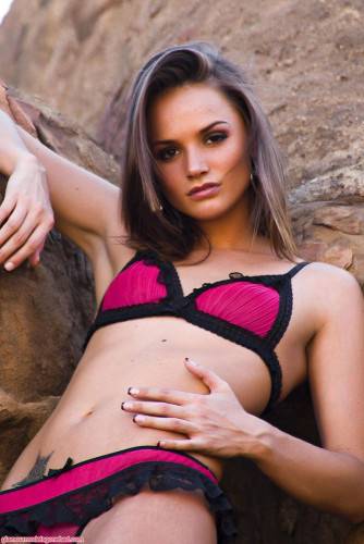 Petite Beauty Tori Black In Sexy High Heel Shoes Takes Off Her Lingerie On A Rock on picsofsex.com