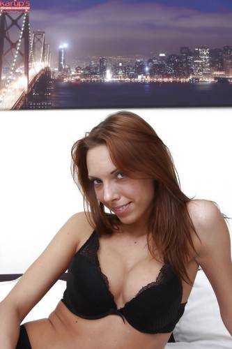 Sylphlike red-haired youthful Elli showing big tits and masturbating on picsofsex.com