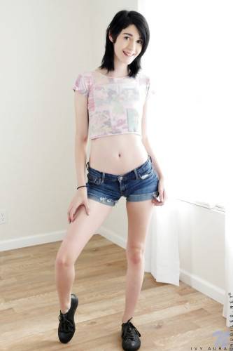 Sexy american dark hair young Ivy Aura in fancy shorts exhibits small tits and puts a toy in her cunt - Usa on picsofsex.com