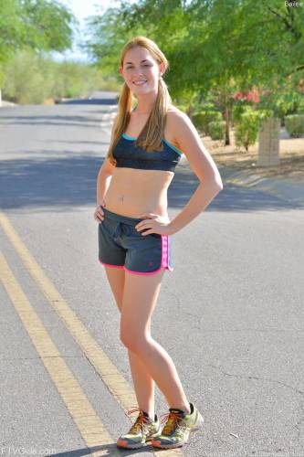 Jogging Blonde Bailey Rayne Flaunts Her Sweet Ass On The Road And Goes Home To Masturbate. on picsofsex.com