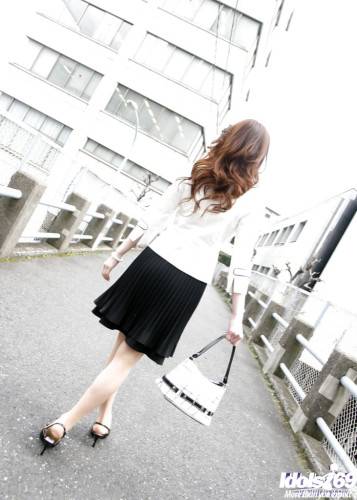 Svelte japanese teen Fumiko in fancy skirt work on rod - Japan on picsofsex.com