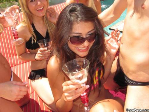 Drunk Aj Estrada And Her Girlfriends Fuck A Boy All Together At The Poolside Party on picsofsex.com