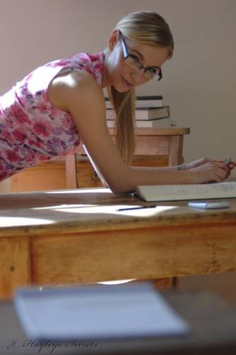 Baring Her Dress Naughty Teacher Hayley-Marie Coppin Plays In Pantyhose And Lingerie on picsofsex.com