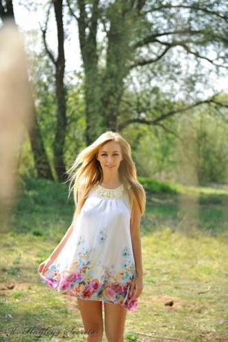 Beautiful Tender Blonde Hayley-Marie Coppin Strips Her Sundress And Panty Outdoors on picsofsex.com