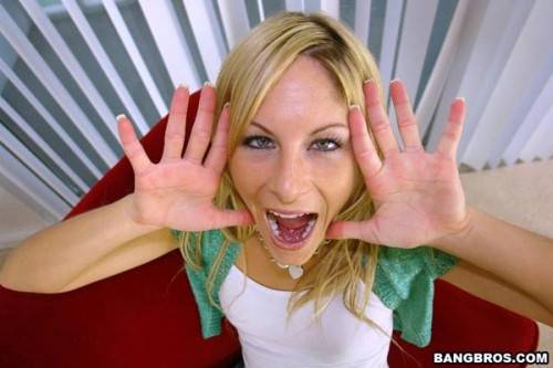 Bratty Blonde Courtney Simpson In Jeans Skirt Strips And Plays With Guy Bulge on picsofsex.com