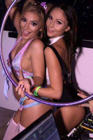 Girlfriends moka mora and ariana marie wear socks and thongs as they rave and ha on picsofsex.com