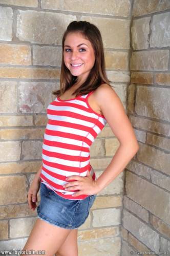 Taylor Lain Loses Her Striped Shirt And Her Red Panties So She Can Show Off Her Teen Bod on picsofsex.com