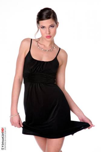 Lusty Brunette Model Olivia La Roche Is Wearing A Cool Black Dress But Not For Long. on picsofsex.com