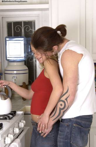 Denice Klarskov Gives Head And Gets Her Hairless Pussy Pumped In The Kitchen on picsofsex.com