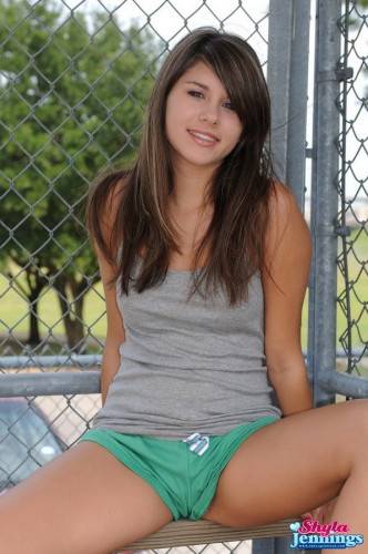 Naughty Teen Babe Shyla Jennings Strips Her Sports Outfit Right On The Field on picsofsex.com