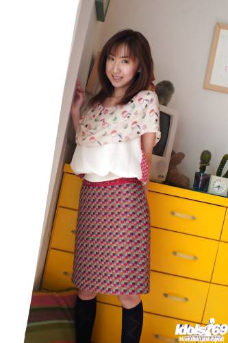 Slim japanese teen Anna Suzukaze in nice skirt showing tiny tits and spreading her legs - Japan on picsofsex.com