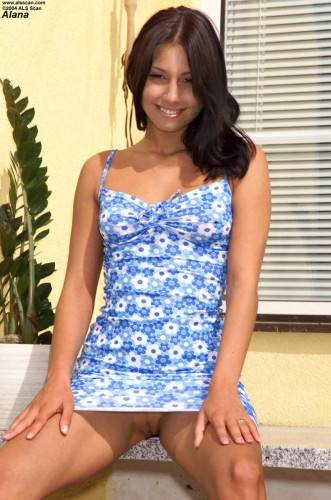 Brunette Doll Anetta Keys Strips Blue Dress Outdoors Boasting With Her Hot Body With Tan Lines. on picsofsex.com