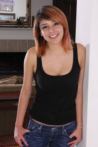 Shaved Latina Teen Kaya Smith Is Flaunting Her Puffy Boobies And Her Smooth Meat Clam. on picsofsex.com