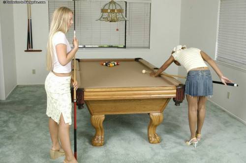 Cali Hunter Enjoys Interracial Lesbian Sex With Her Friend In The Pool Room on picsofsex.com