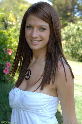 Brunette Girl Gabby FTV Loses Her White Dress And Makes Red Toy Disappear In Her Love Box on picsofsex.com