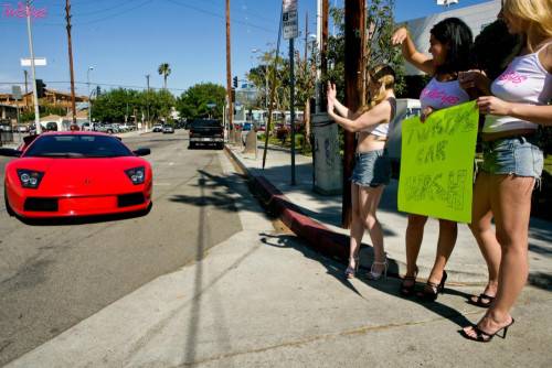 London Keyes, Aiden Starr And Natalie Norton Play With Strap-on On Car's Hood on picsofsex.com