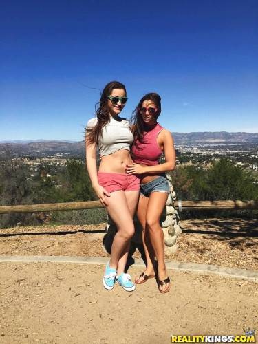 Excellent women Dani Daniels and her girlfriend licking hot pussies and tribbing each other outdoor on picsofsex.com