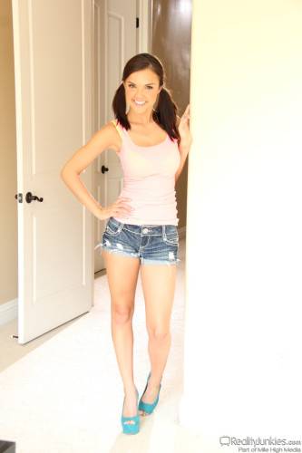 Seductive american babe Dillion Harper in fancy shorts bares big boobs and sissy - Usa on picsofsex.com