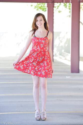Sylphlike american dark hair teen Victoria Voss in sexy underwear shows big titties and spreads her legs outdoor - Usa on picsofsex.com