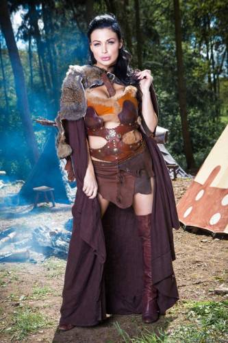 Appealing hungarian dark-haired Aletta Ocean in cosplay clothing shows big boobies and sexy ass outdoor - Hungary on picsofsex.com