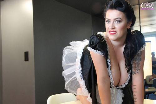 Lush brittish cutie Leanne Crow in uniform outfit baring big boobies and loving sex toy on picsofsex.com