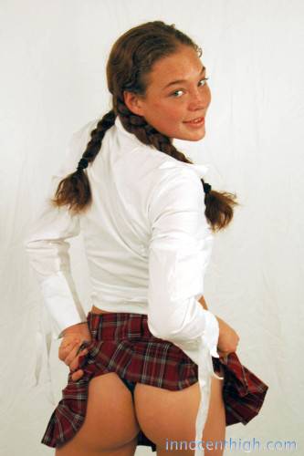 Nasty Schoolgirl Ashley Gracie In Braided Pigtails Gets Her Bald Pussy Stuffed Full Of Cock on picsofsex.com