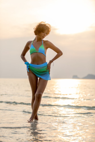 Rosah Asian Babe Lets The Waves Tease At Her Ankles - Thailand on picsofsex.com
